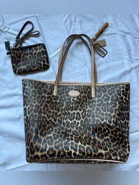 Coach Leopard City Tote & Wristlet